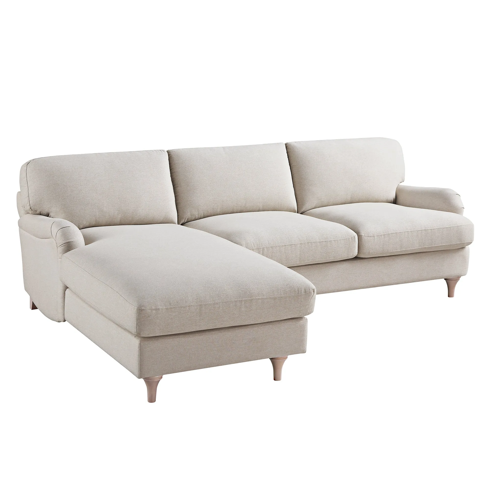 Daphnis Oatmeal Fabric Sofa, Grande Chaise Sofa Left Hand