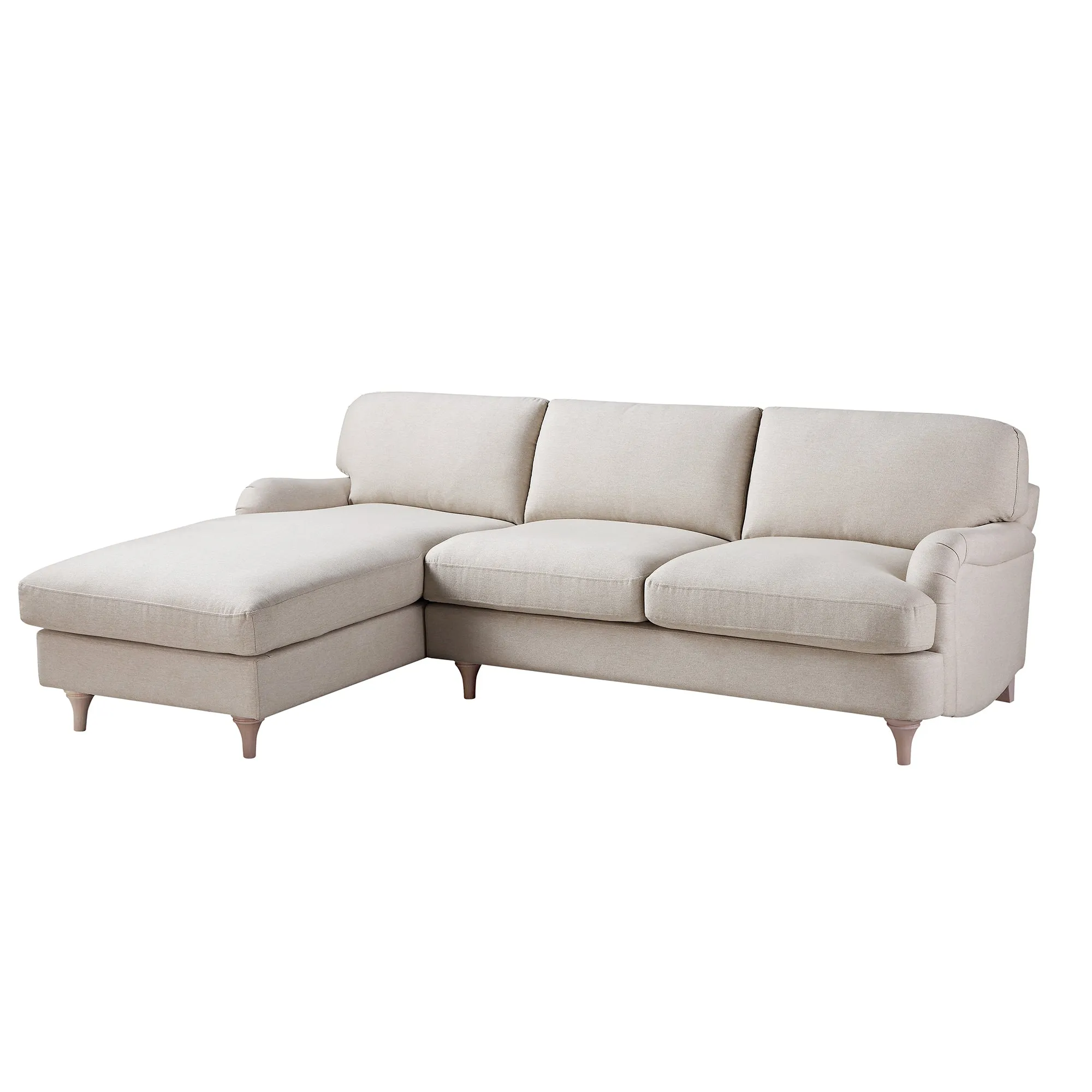 Daphnis Oatmeal Fabric Sofa, Grande Chaise Sofa Left Hand