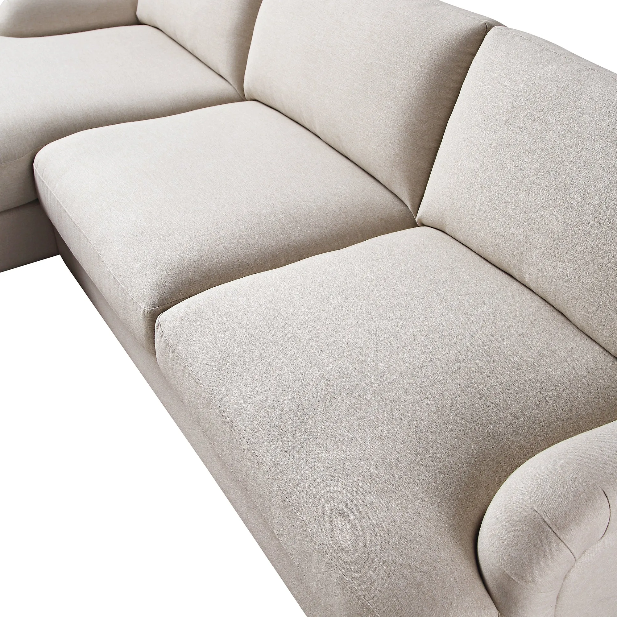 Daphnis Oatmeal Fabric Sofa, Grande Chaise Sofa Left Hand