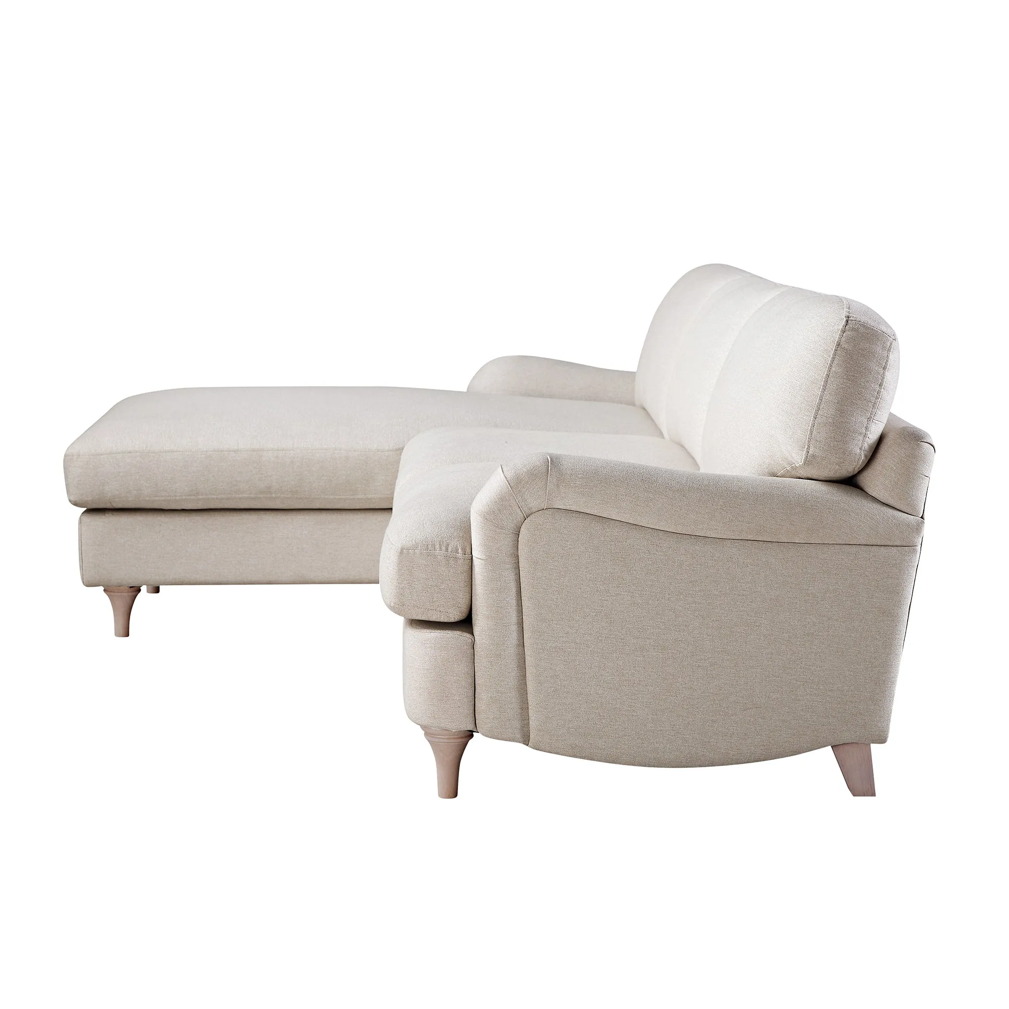 Daphnis Oatmeal Fabric Sofa, Grande Chaise Sofa Left Hand