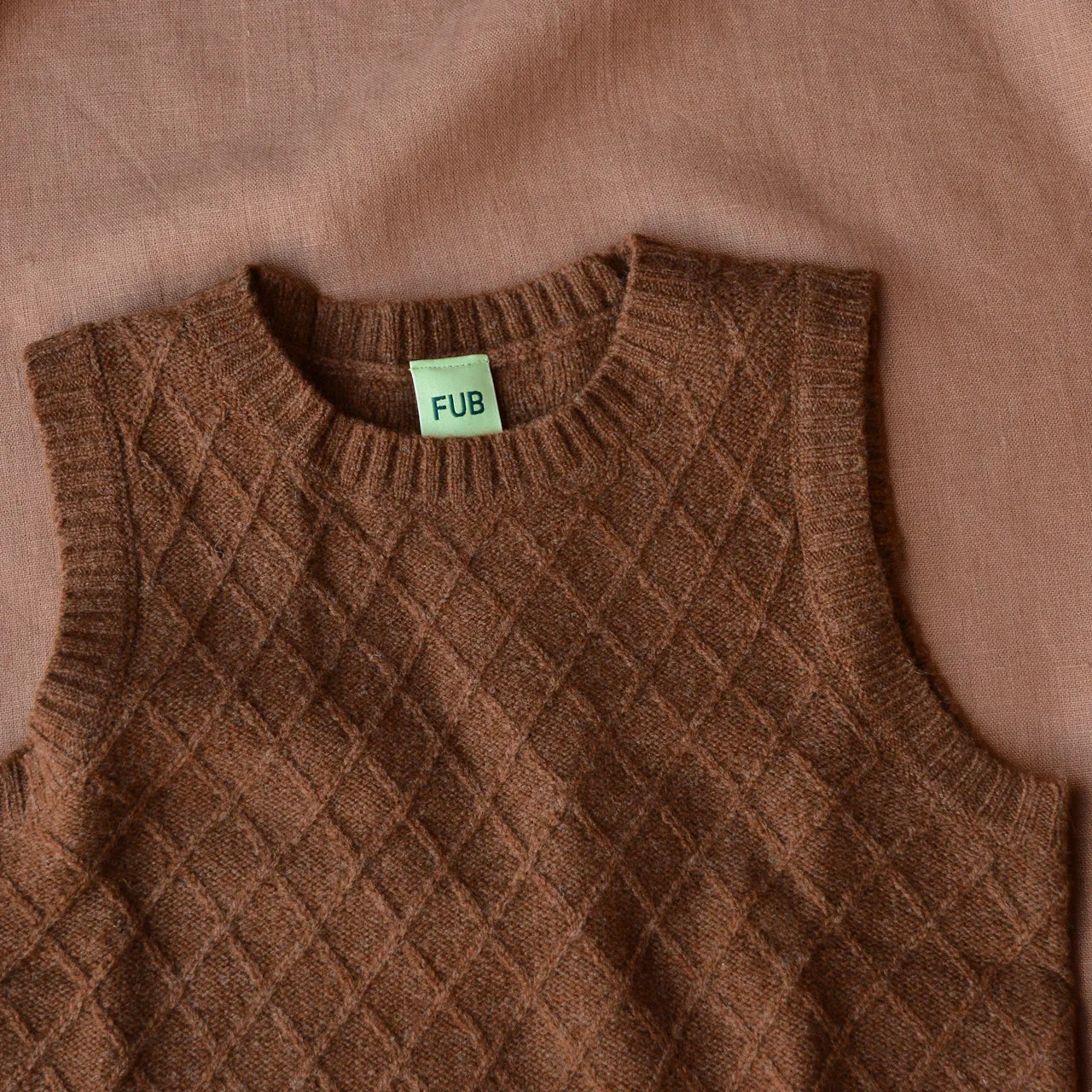 Diamond Knit Vest - 100% Lambswool - Amber (2-9y) *Returning 2025