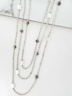 Envy Clover Triple Bead Necklace - Silver