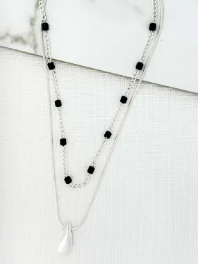 Envy Teardrop & Curb Chain Necklace - Silver