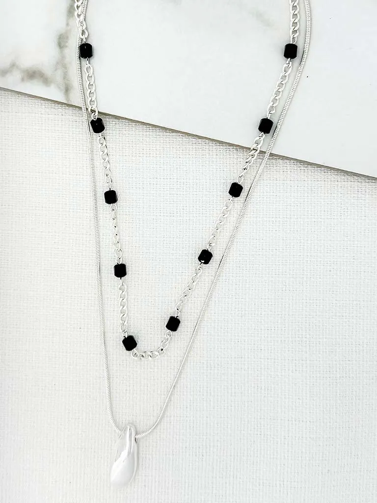 Envy Teardrop & Curb Chain Necklace - Silver