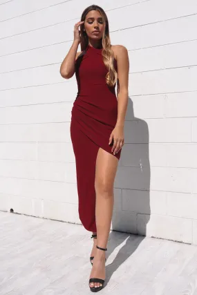 Eva Midi Bodycon Dress - Wine