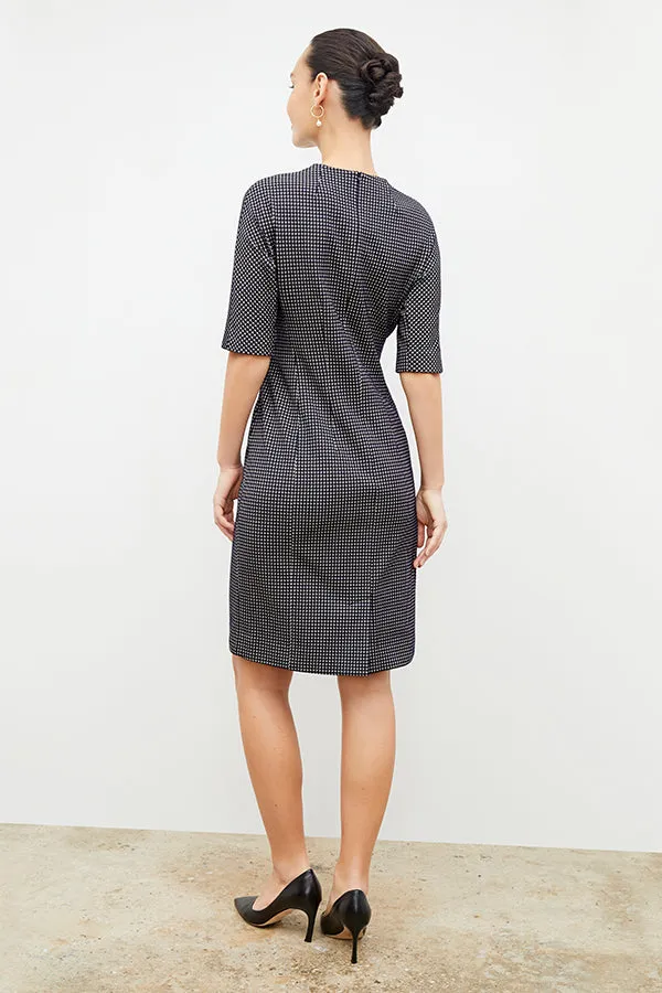 Farnoosh Dress - Stretch Houndstooth :: Black / White