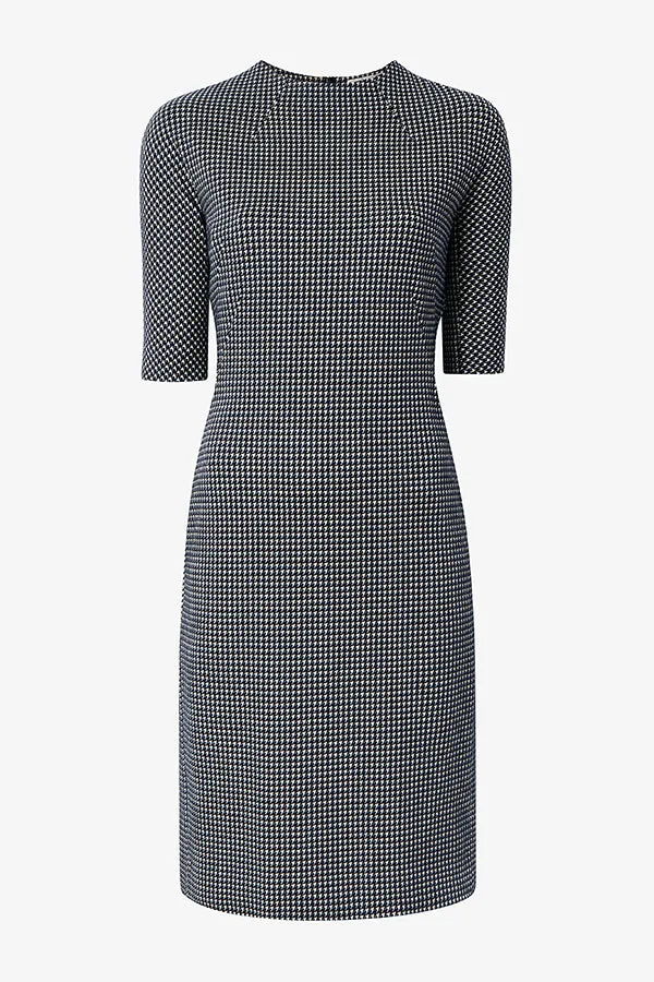 Farnoosh Dress - Stretch Houndstooth :: Black / White