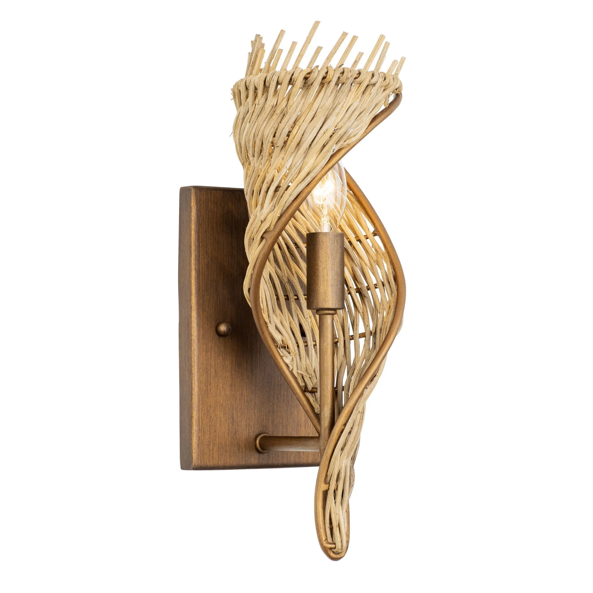 Flow 240K01BTR 1-Light Left Wall Sconce - Baguette/Natural Rattan