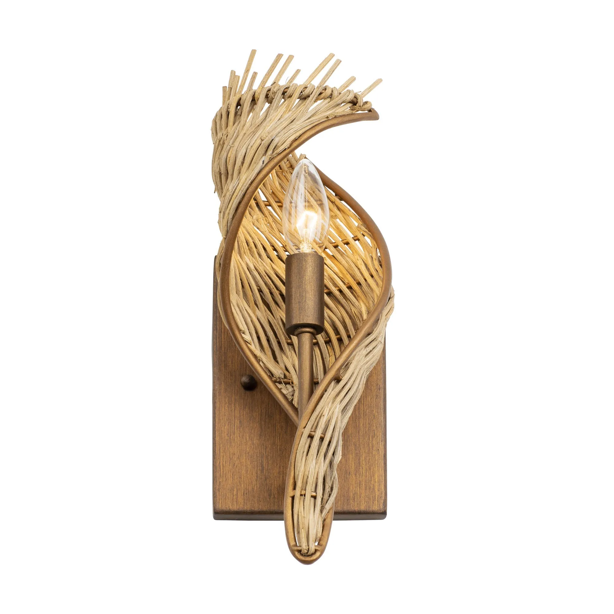 Flow 240K01BTR 1-Light Left Wall Sconce - Baguette/Natural Rattan