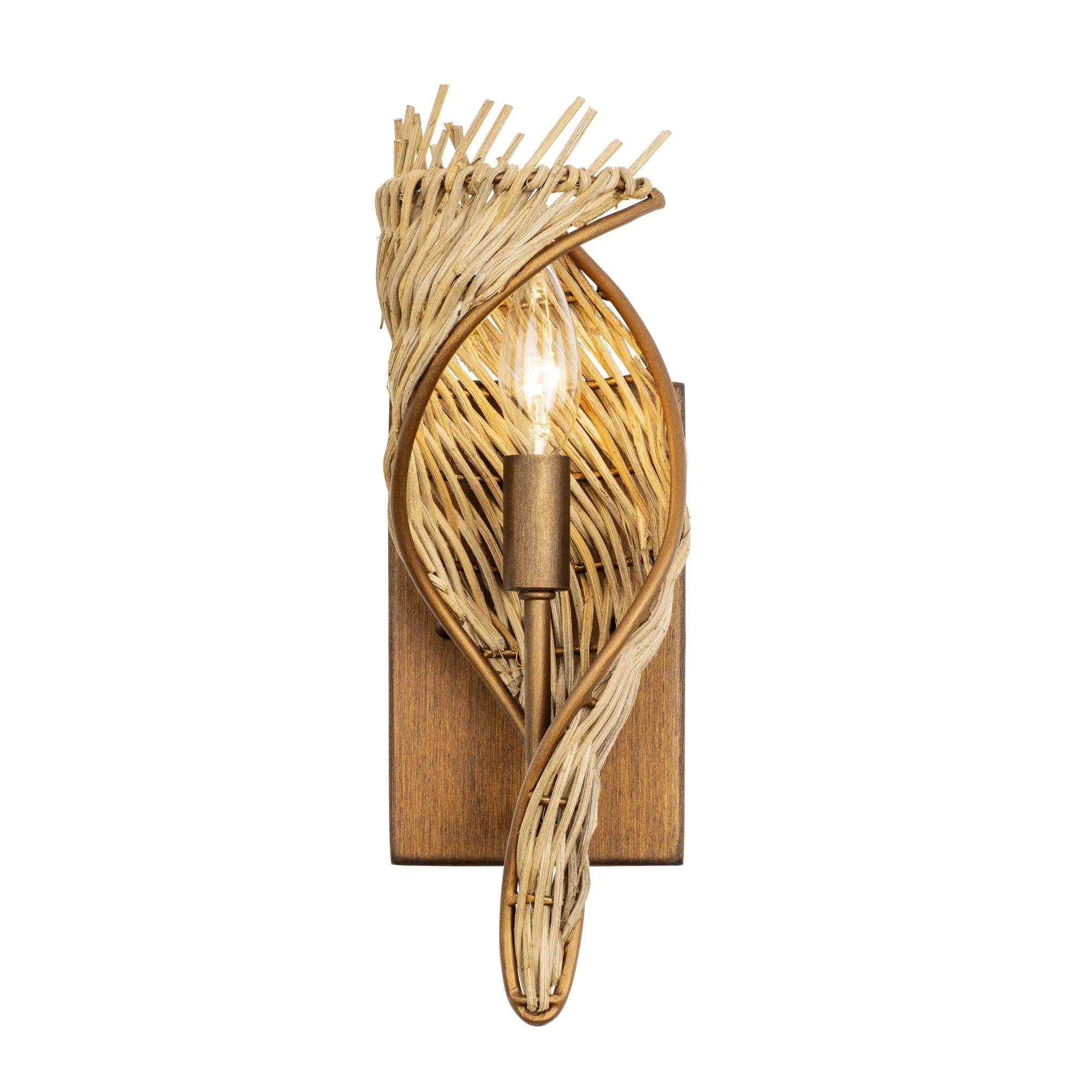 Flow 240K01BTR 1-Light Left Wall Sconce - Baguette/Natural Rattan