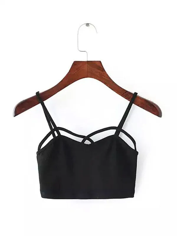 Front Cross Strappy Bra Padded Sexy Camisole Tank Top