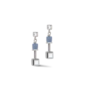 GeoCUBE® Precious & Slider Closure earrings silver-blue