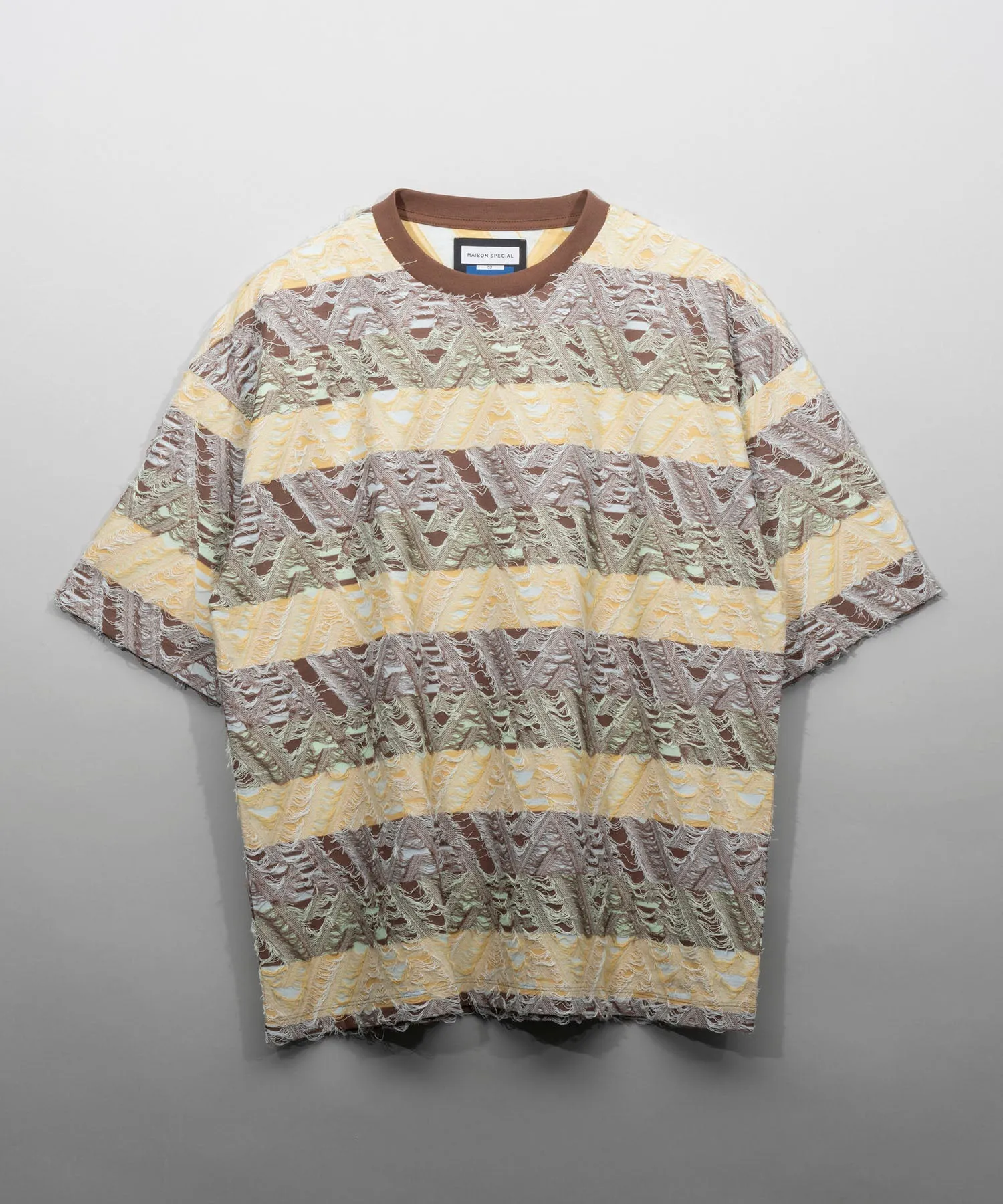 Geometry Border Back Cut Jacquard Prime-Over Crew Neck T-shirt