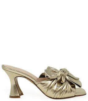 Gold Leather Bow Tie Mule