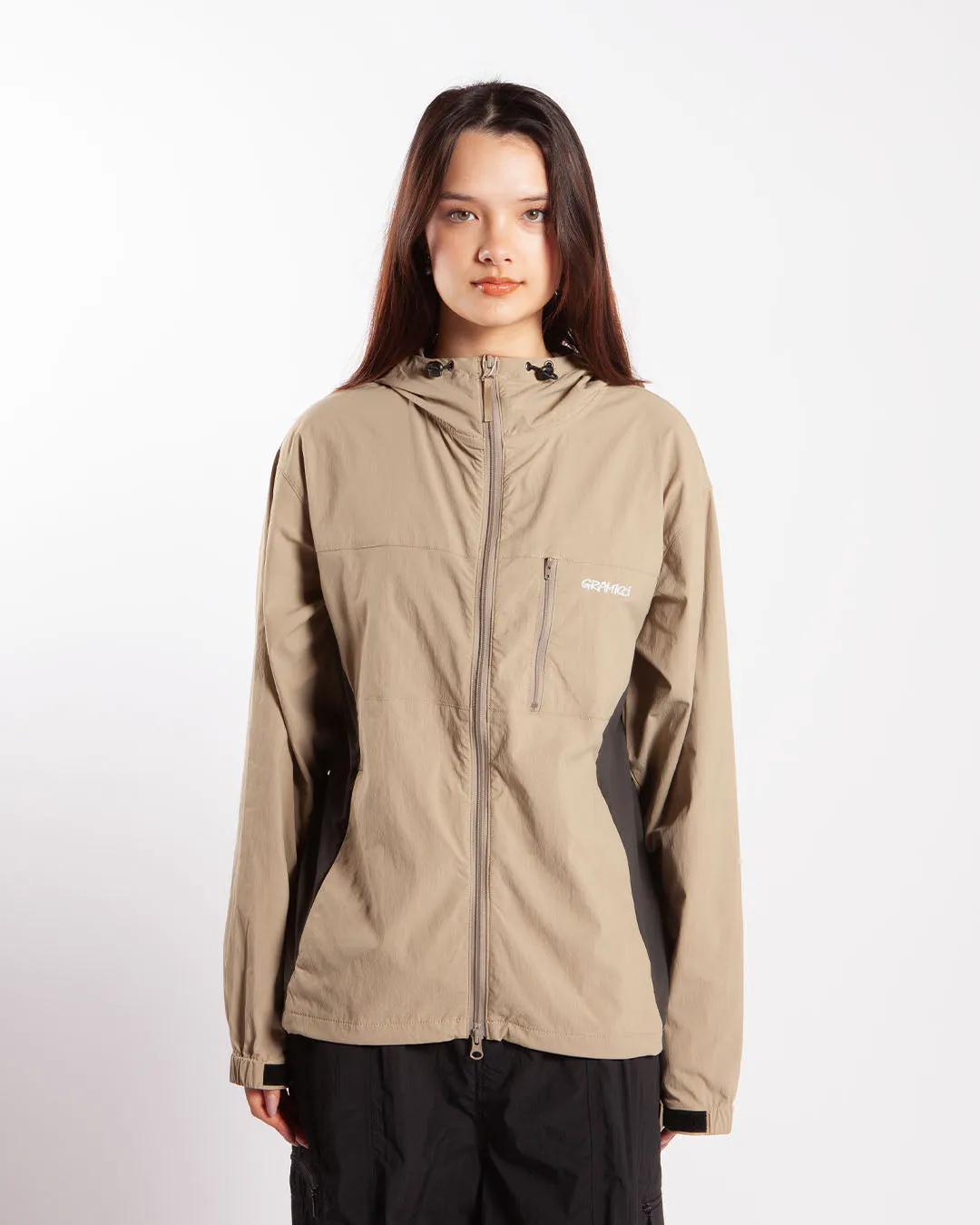 Gramicci Softshell Nylon Hooded Jacket Taupe