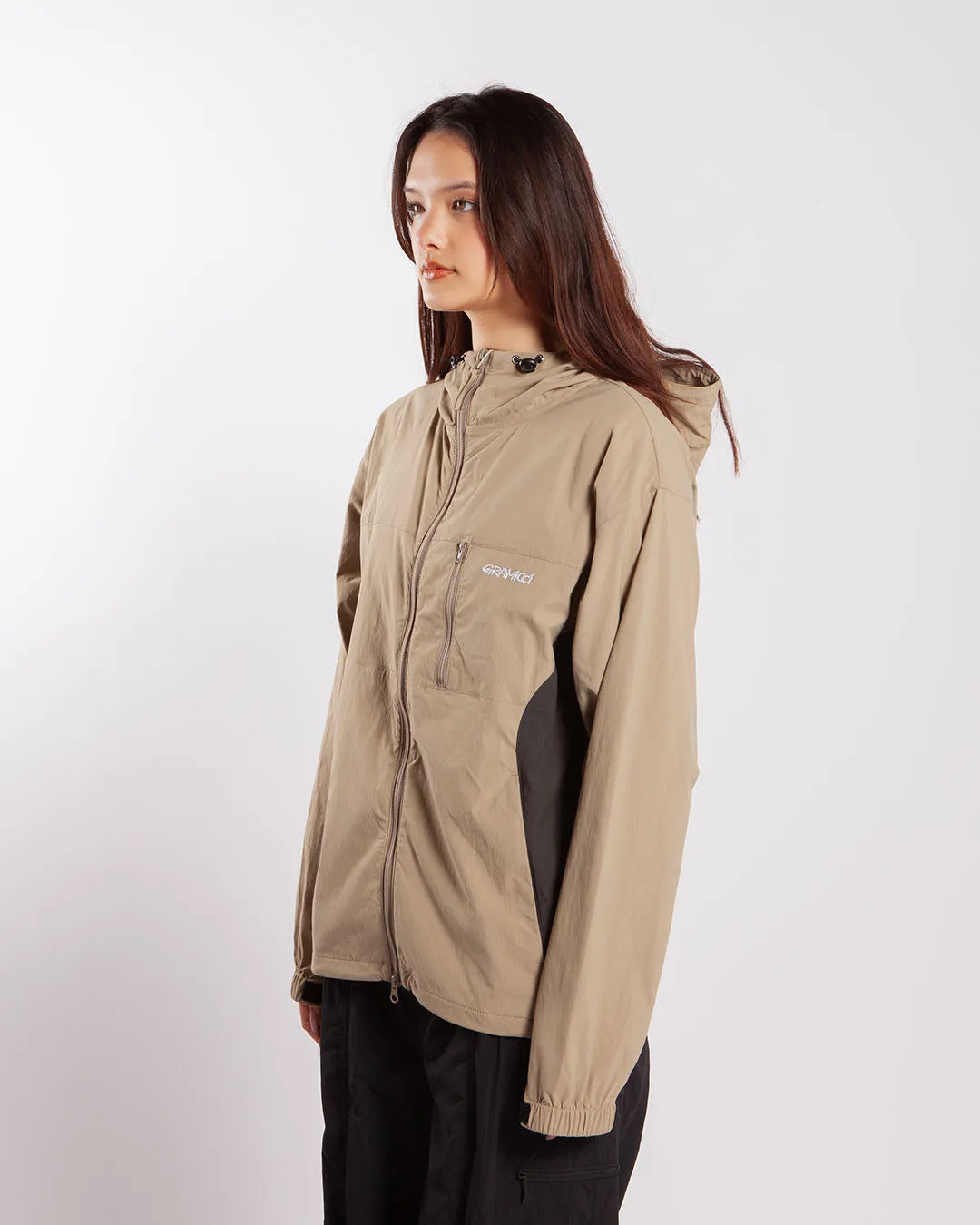 Gramicci Softshell Nylon Hooded Jacket Taupe