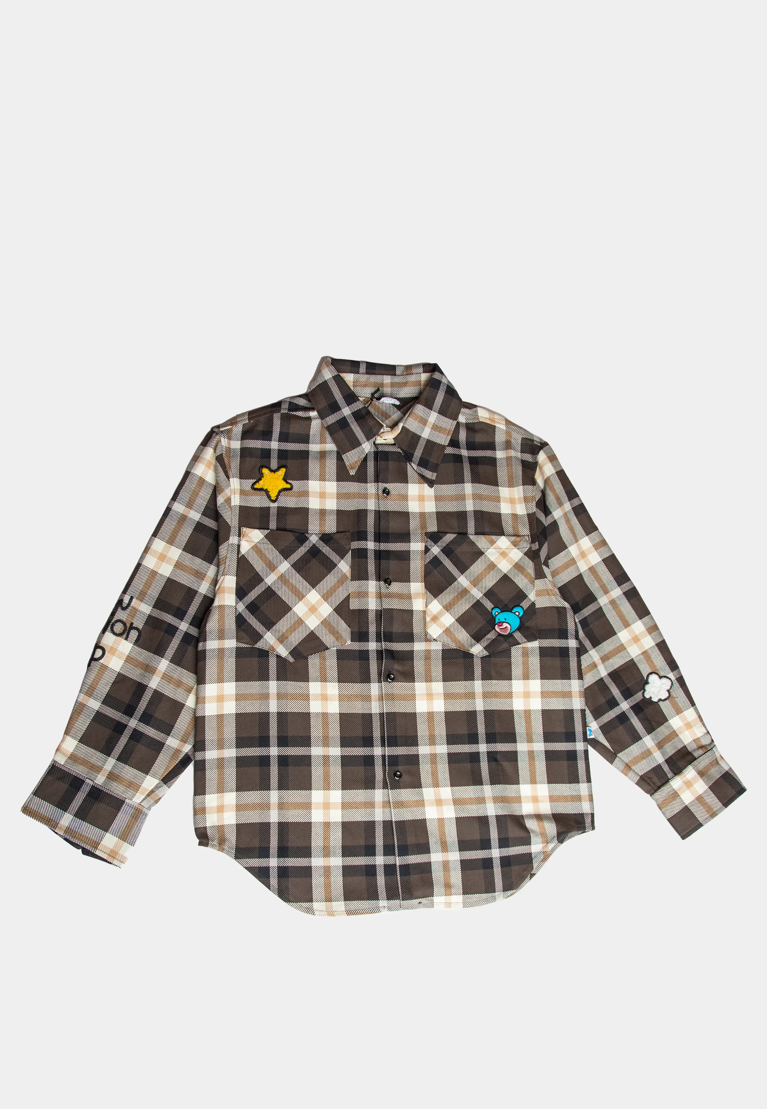 Inbetweeners Flannel Shirt Unisex Brown Beige F4Twuasi070