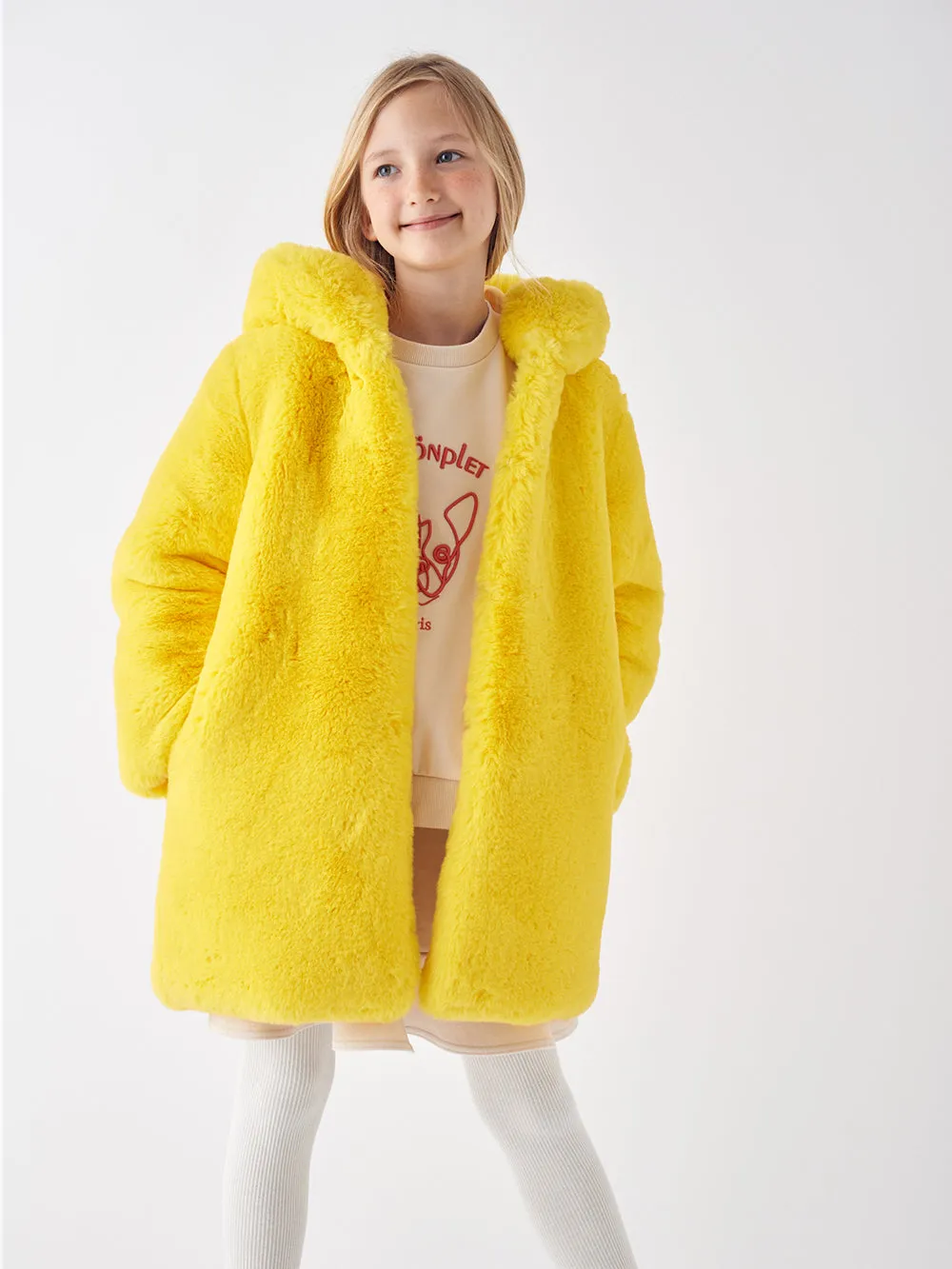 KIDS FAUX FUR EILLE HOODIE COAT