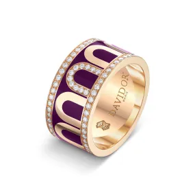 L'Arc de DAVIDOR Ring GM, 18k Rose Gold with Aubergine Lacquered Ceramic and Porta Diamonds