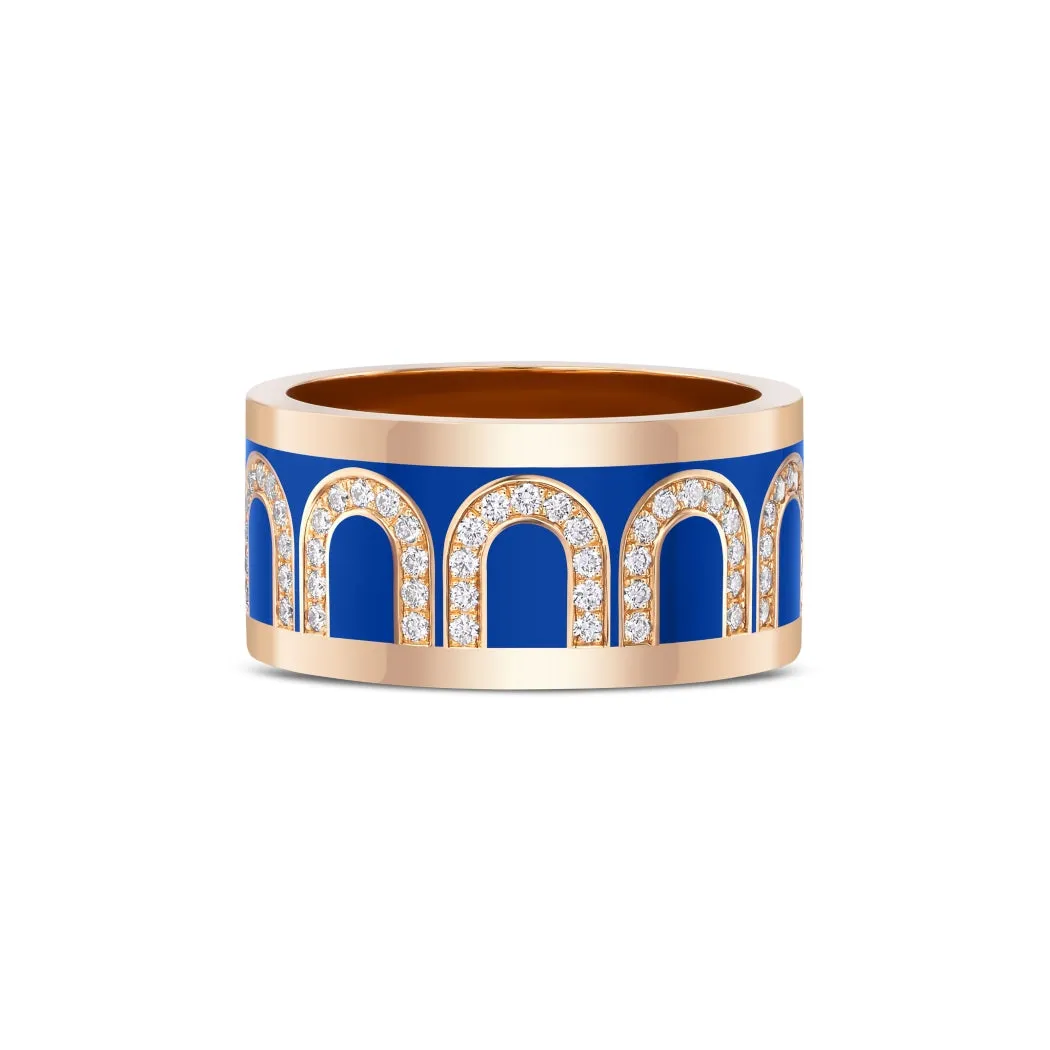 L'Arc de DAVIDOR Ring GM, 18k Rose Gold with Riviera Lacquered Ceramic and Arcade Diamonds