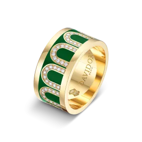 L'Arc de DAVIDOR Ring GM, 18k Yellow Gold with Palais Royal Lacquered Ceramic and Arcade Diamonds