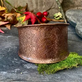 Large decorative copper cuff bracelet