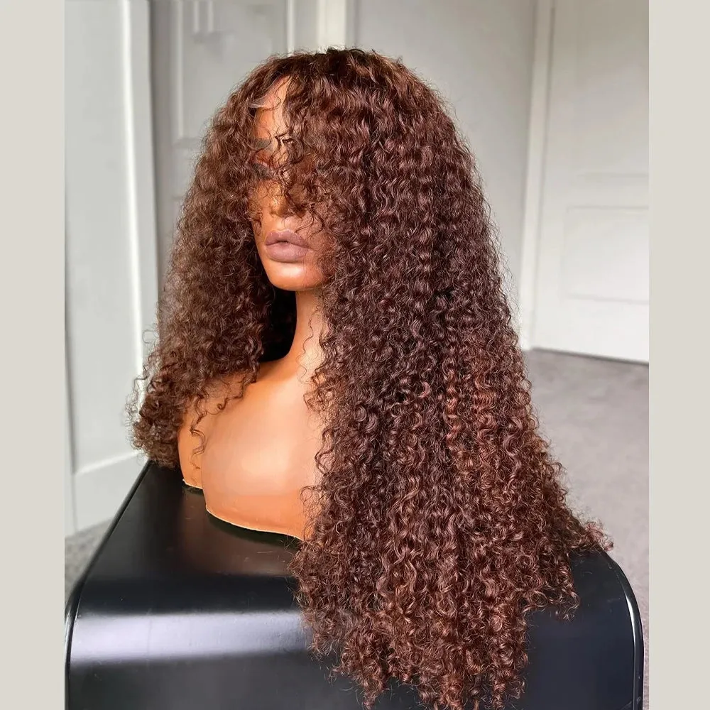 Long Natural Black Brown Kinky Curly 26inch Wig