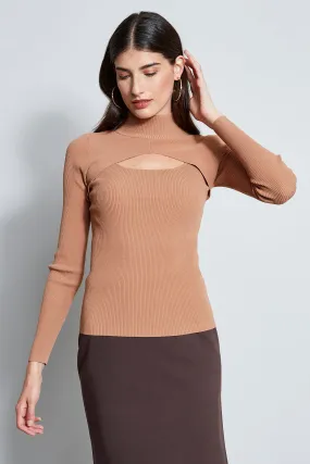 Long Sleeve Mock Neck Keyhole Sweater