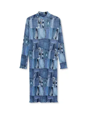 Luno Halto Dress AOP, Denim AOP