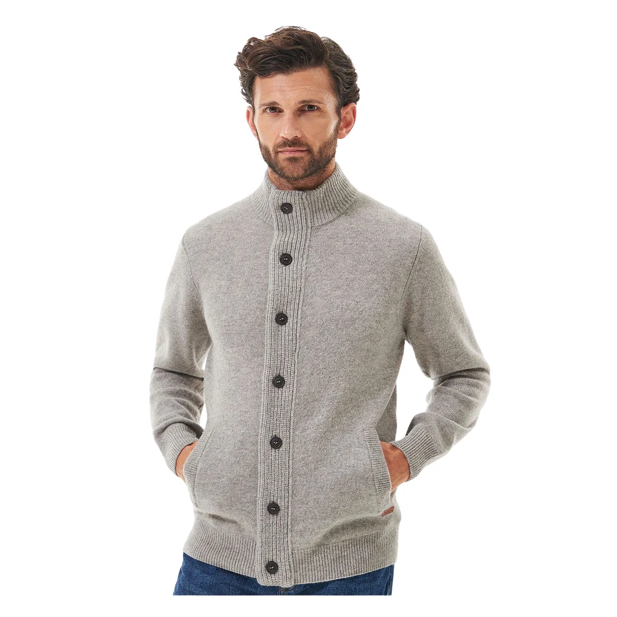 Maglione Uomo Barbour Patch Zip Thru Grigio