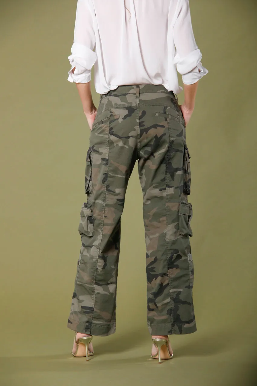 New Hunter pantalone cargo donna in twill di cotone stampa camouflage grande relaxed