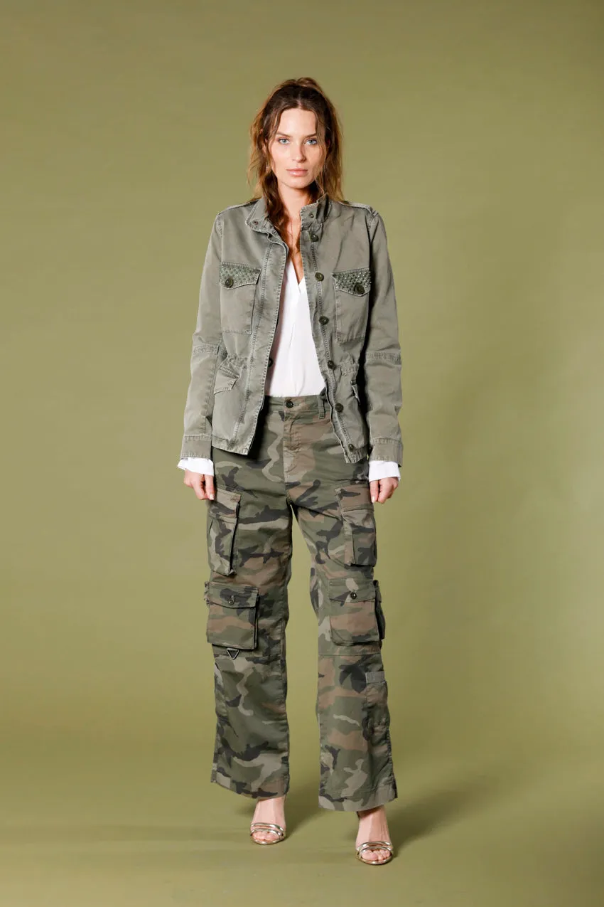 New Hunter pantalone cargo donna in twill di cotone stampa camouflage grande relaxed