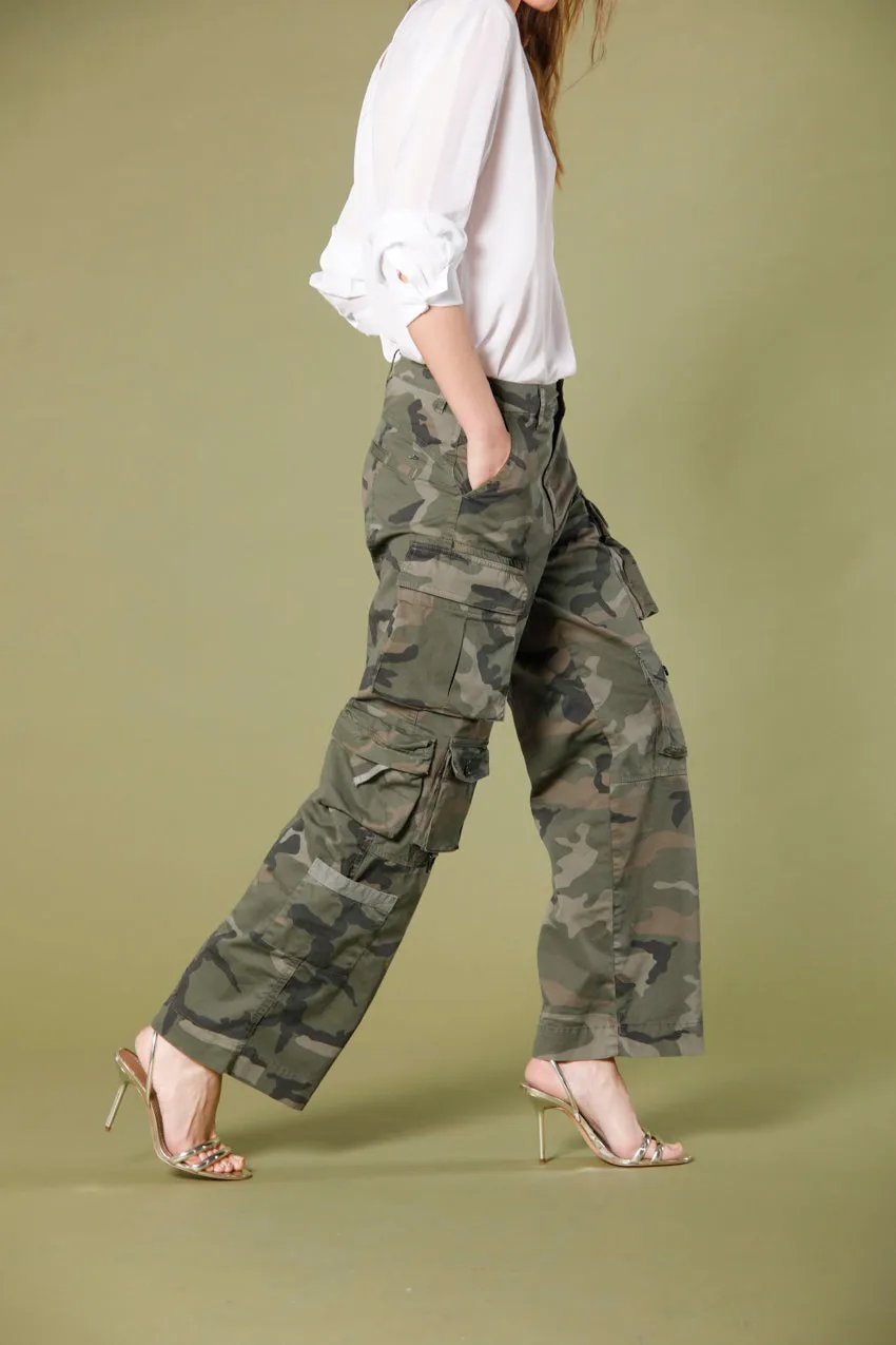 New Hunter pantalone cargo donna in twill di cotone stampa camouflage grande relaxed