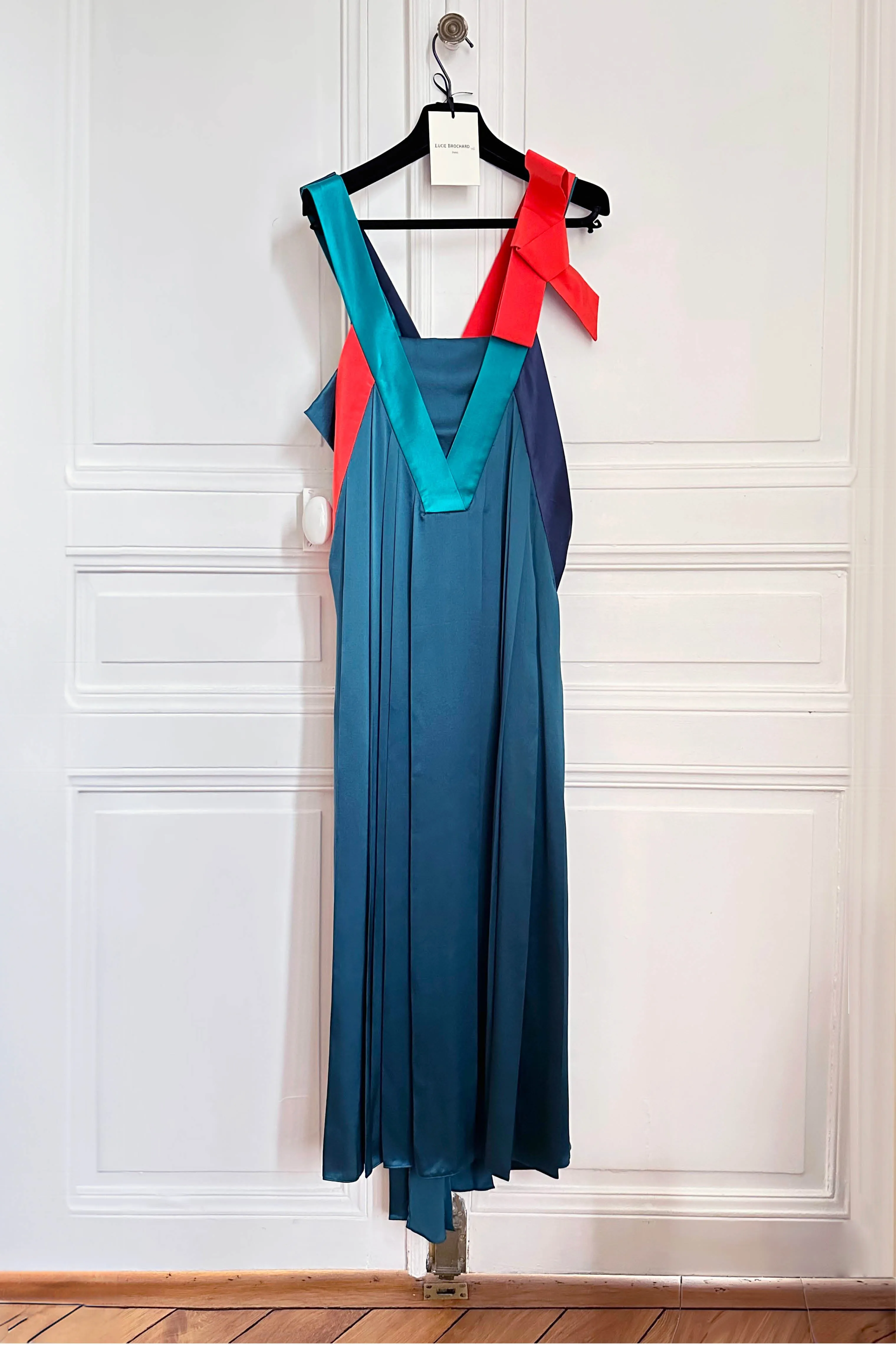 OLYMPE peacock green- silk long cocktail dress