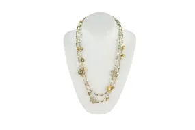 Pearl & Flower Mixed Metal Long Necklace