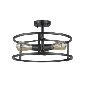 Phillip 3 Light Semi Flush - Black