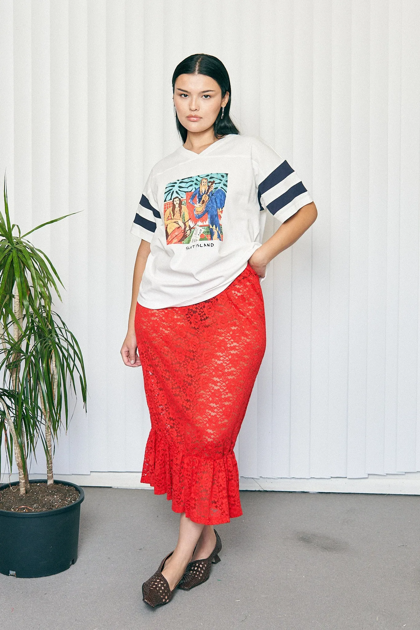 Red Rose Lace Rosette Skirt