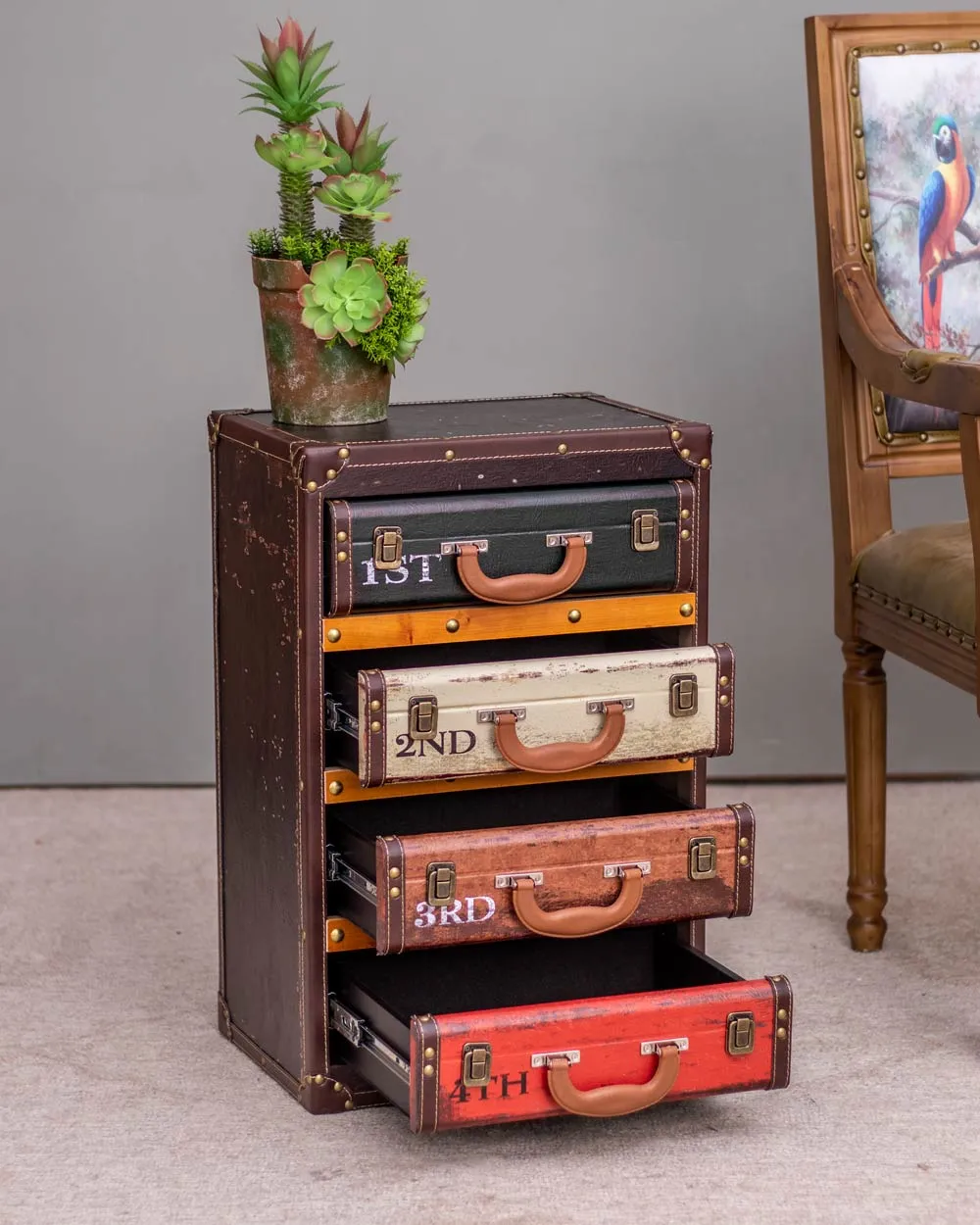 'Retro Nostalgia' 4-Drawer Side Table