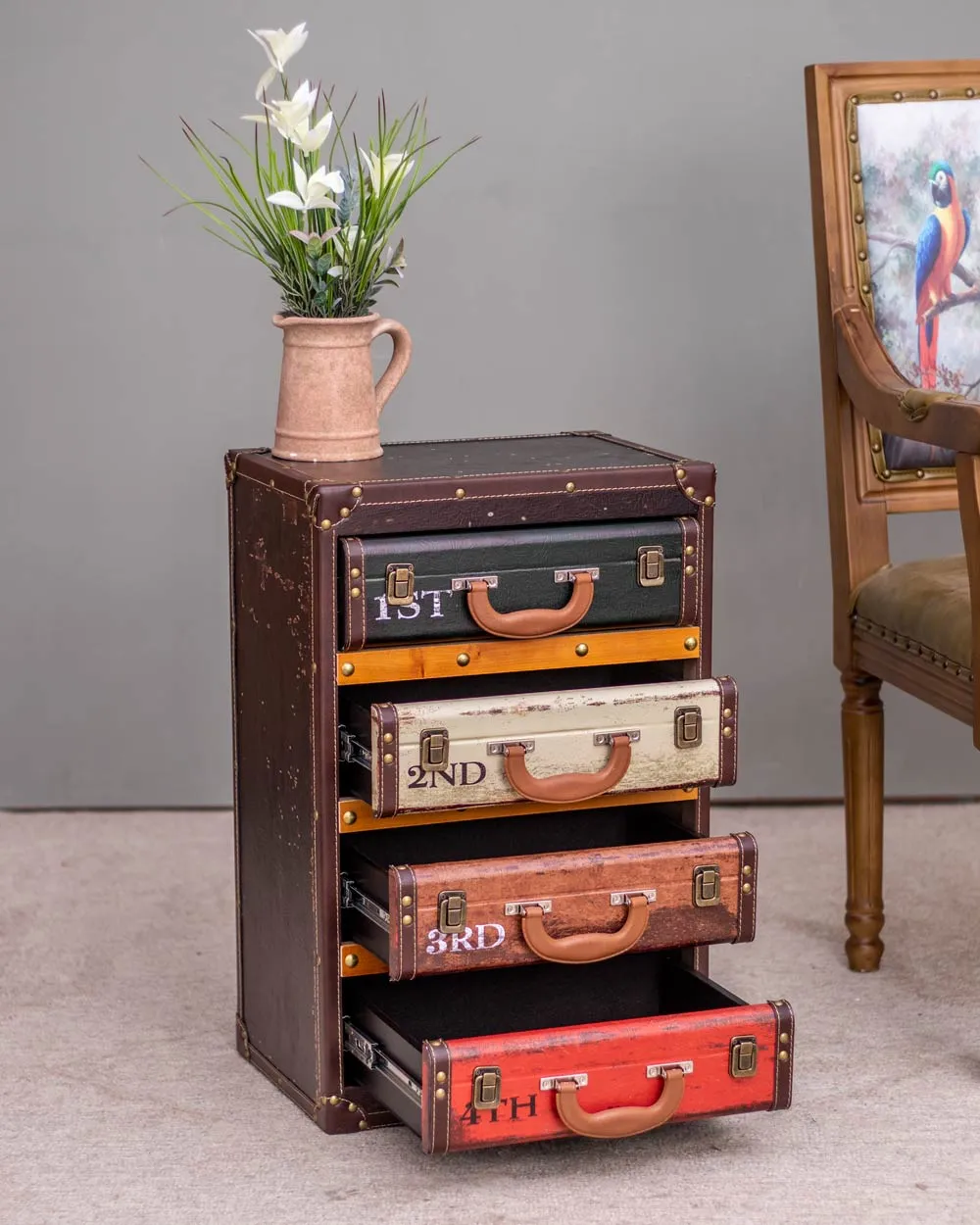 'Retro Nostalgia' 4-Drawer Side Table