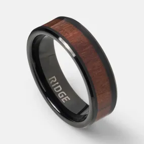 Ridge 8mm Beveled Ring Set - Mopane Wood