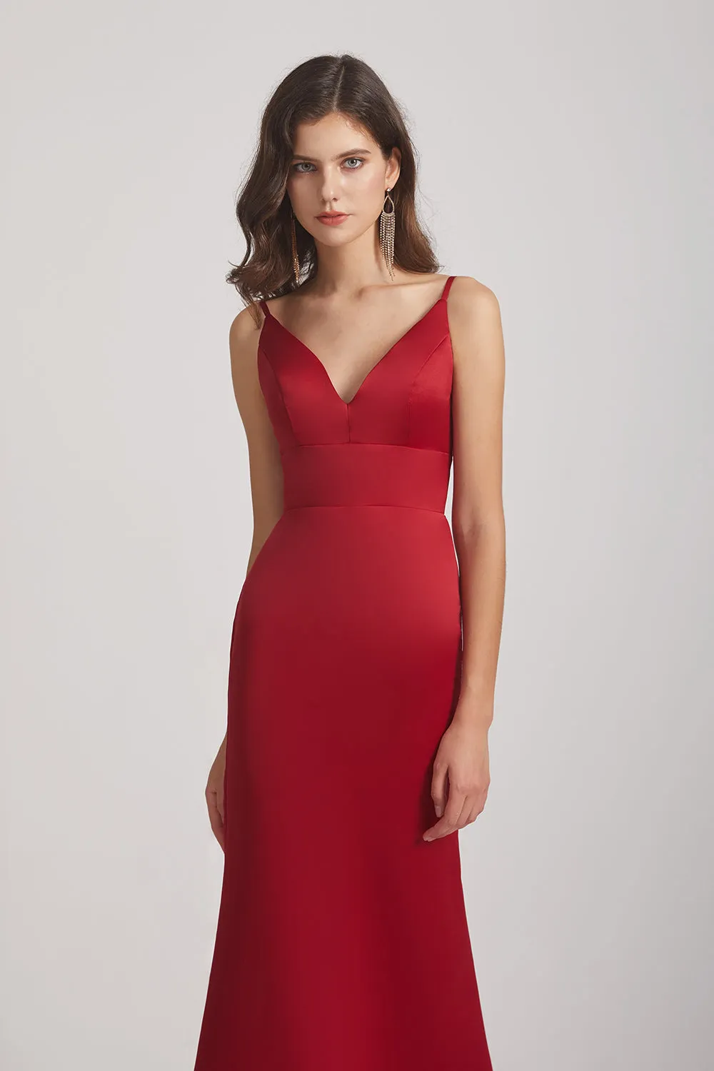 Sexy Spaghetti Straps V-Neck Fit and Flare Formal Gown (AF0015)