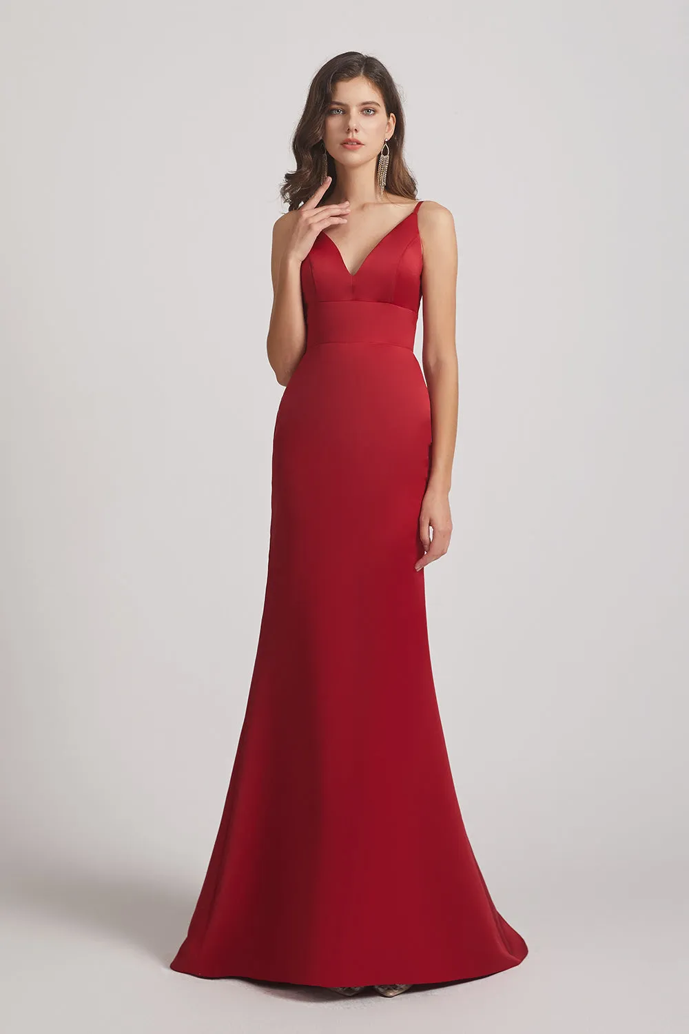 Sexy Spaghetti Straps V-Neck Fit and Flare Formal Gown (AF0015)