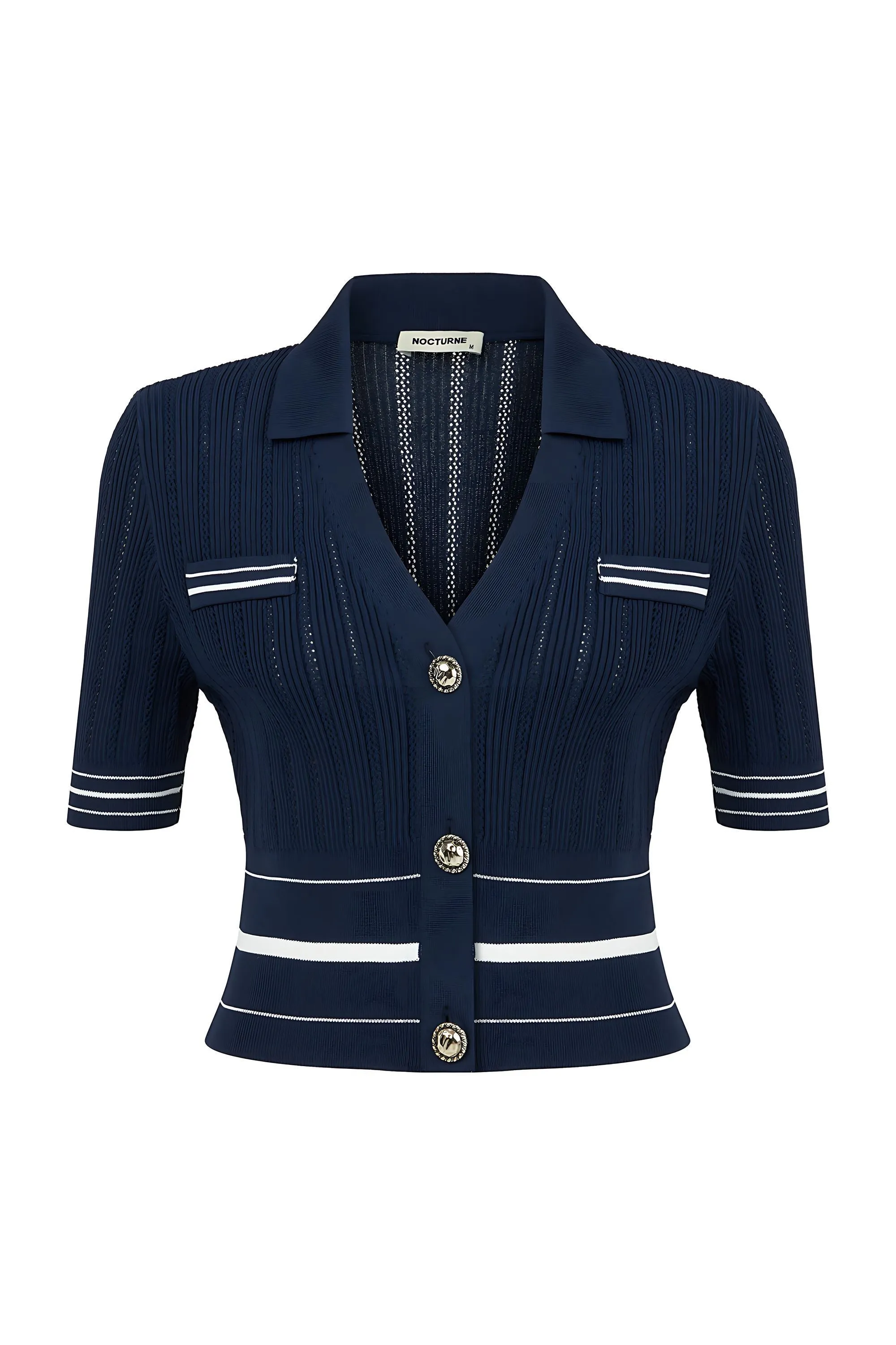 Short Sleeve Buttoned Knit Cardigan