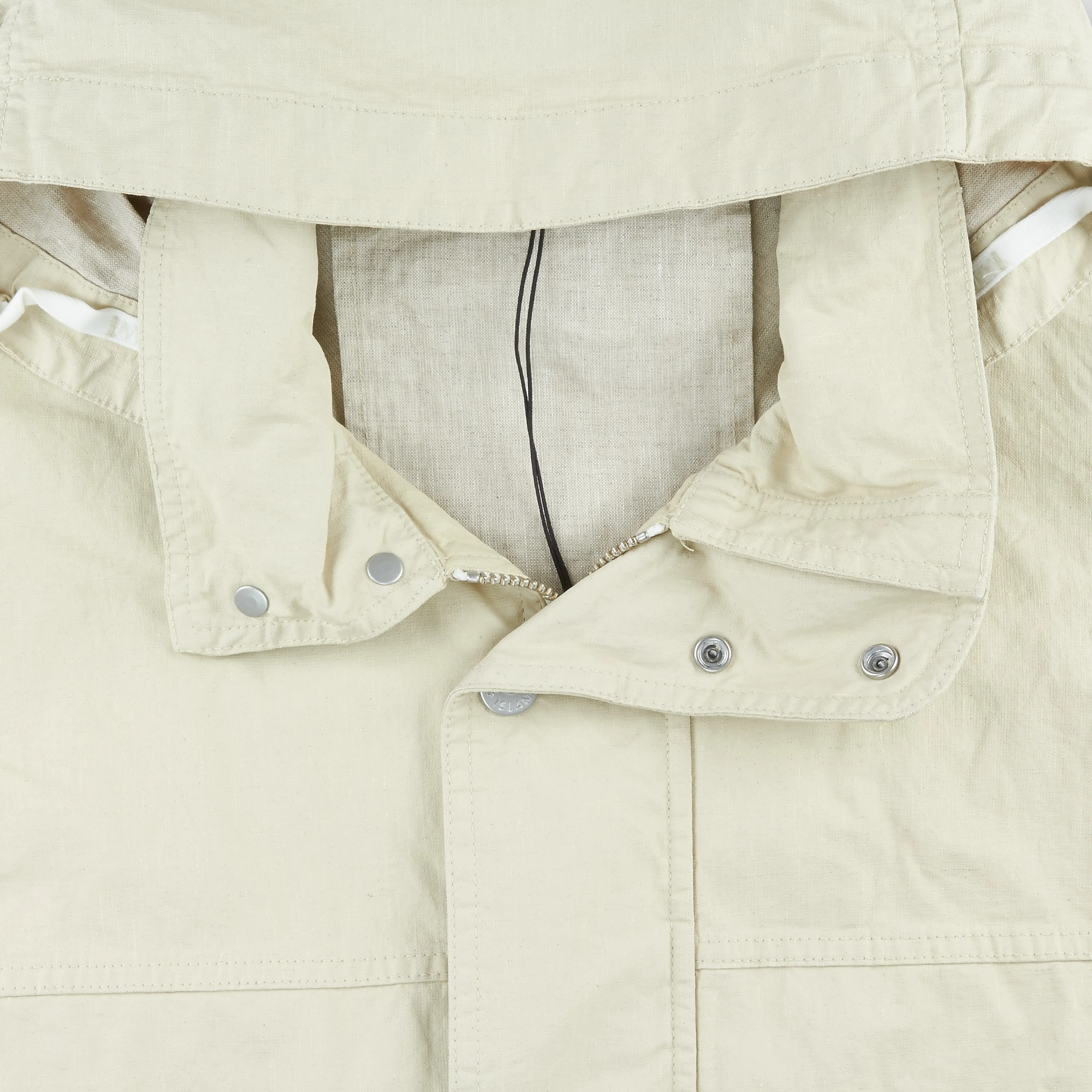 Stone Island 418X1 Raw Plated Linen Marina Jakke I Creme