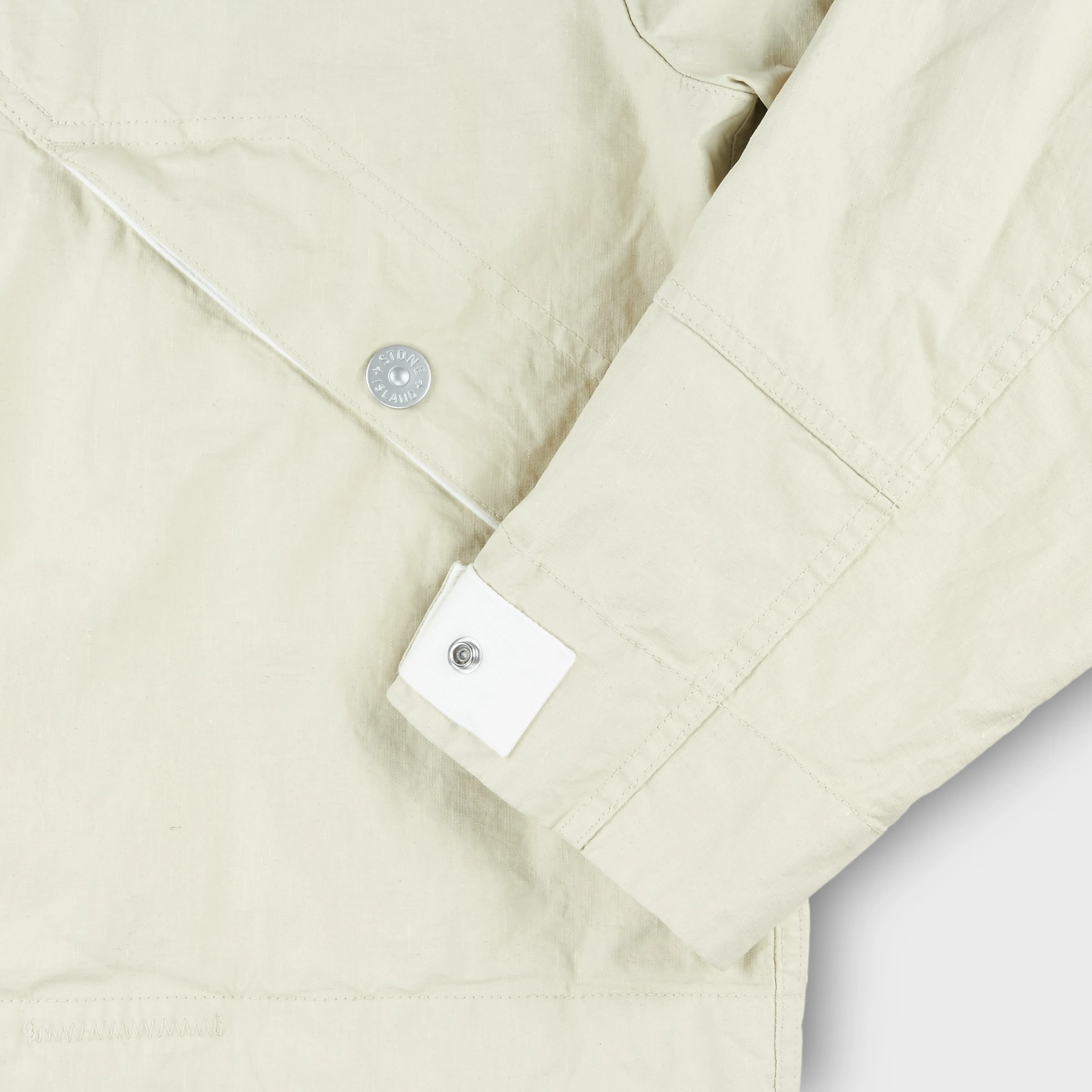 Stone Island 418X1 Raw Plated Linen Marina Jakke I Creme