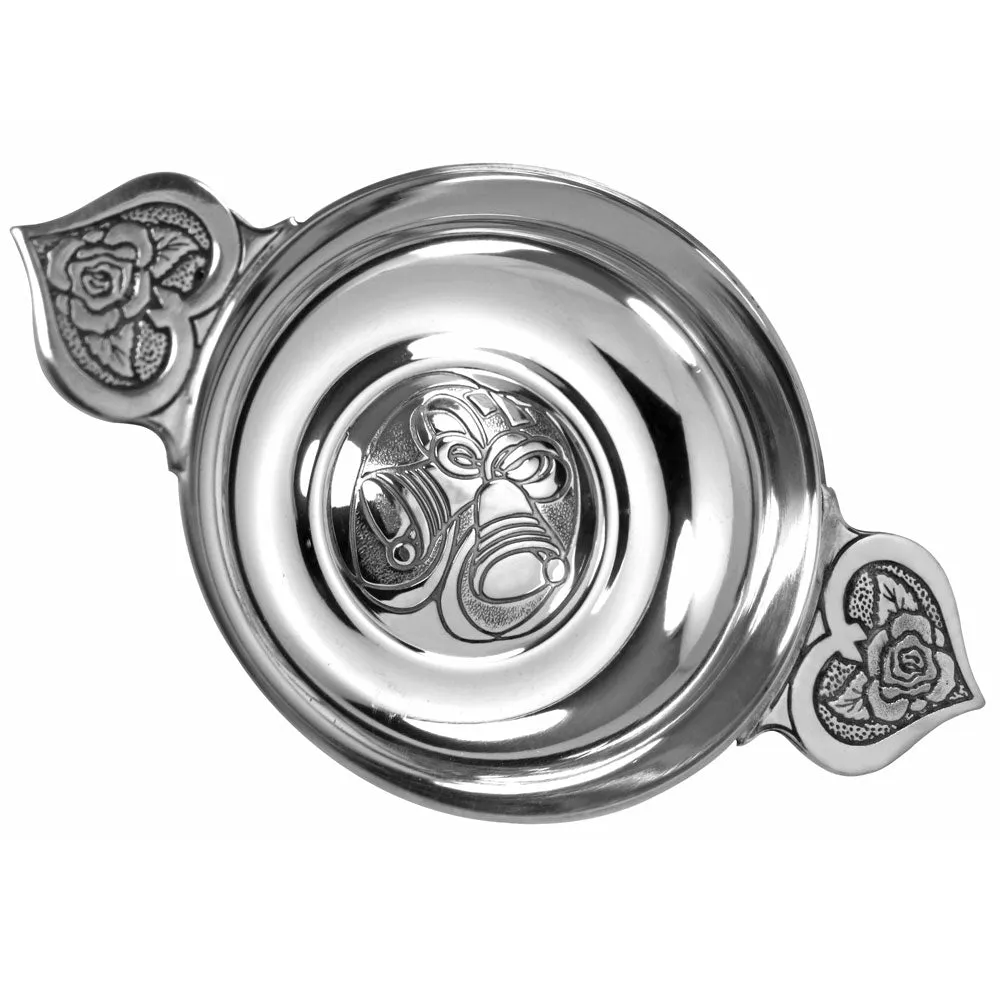 Wedding Loving Bowl Heart Handle Pewter Quaich Bowl