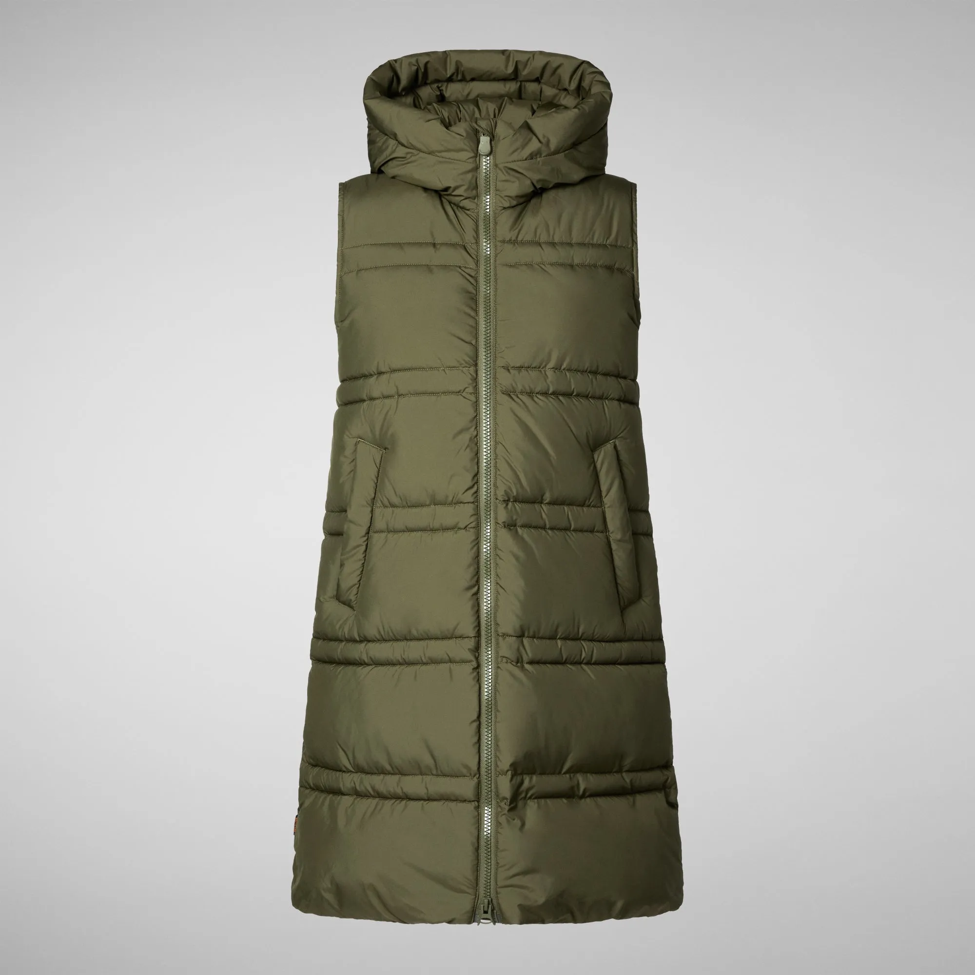 Woman's hooded vest Judee in sherwood green