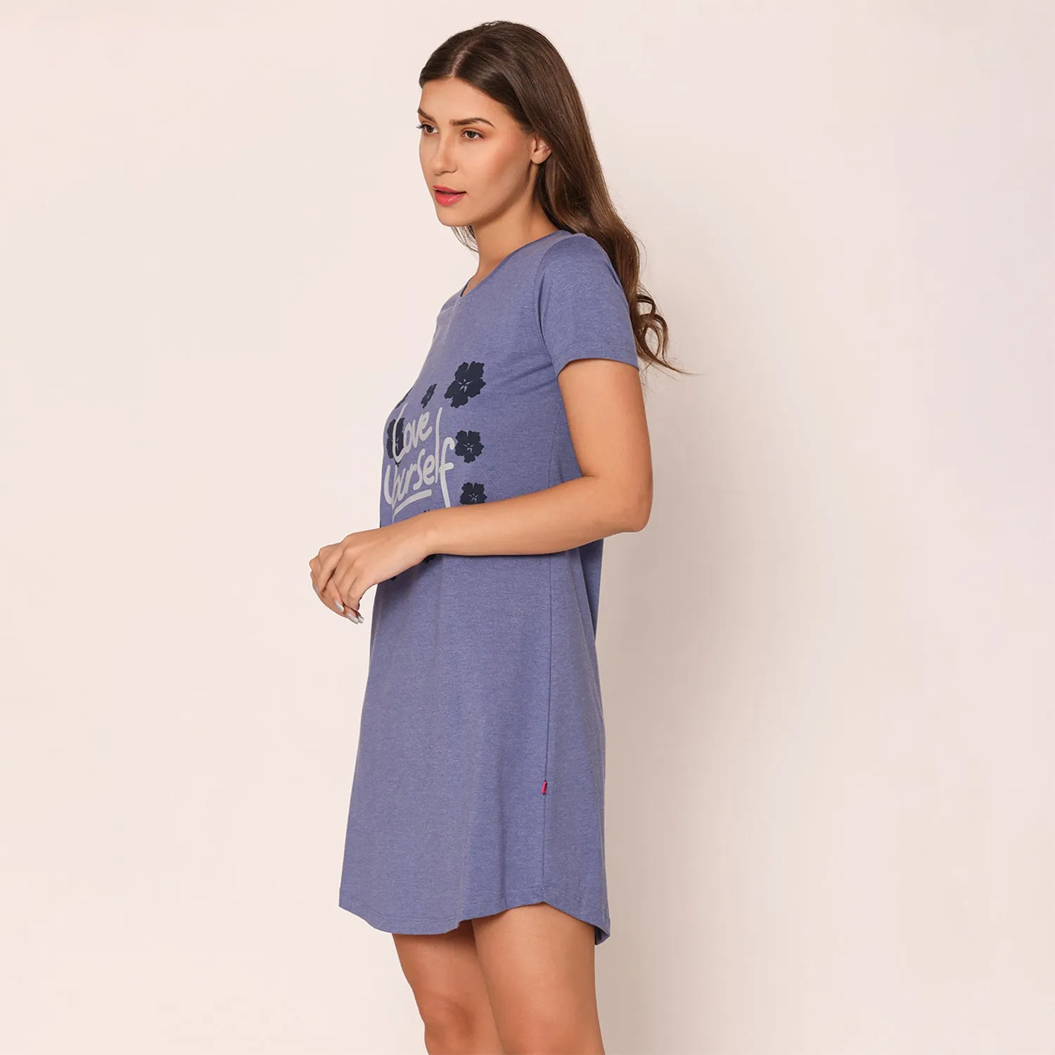 Women Cotton Sleepshirt - Denim Blue