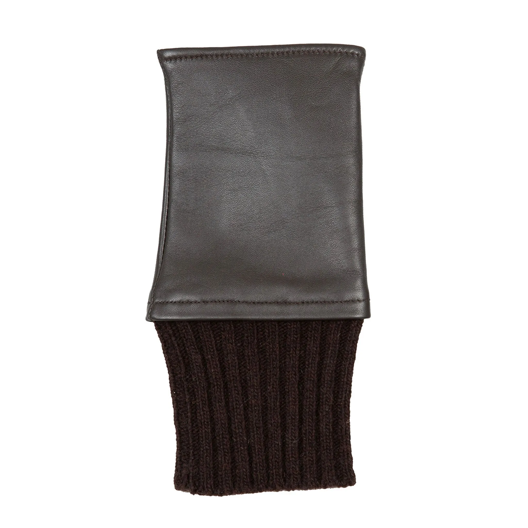 Women’s Fingerless Leather Mittens with Knitted Cuffs