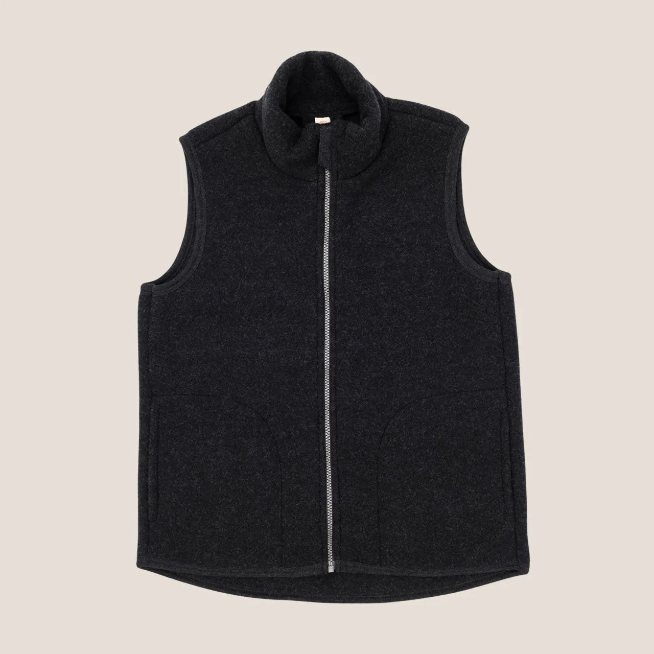 Women's Zip Vest - 100% Organic Wool Fleece - Black (XS-L)